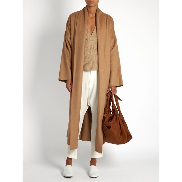 Nili Lotan Laight Wool Blend Duster Coat (Sz XS) Shawl Collar Tan Camel - Picture 3 of 16